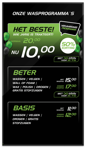 One-2-Wash Kassa scherm